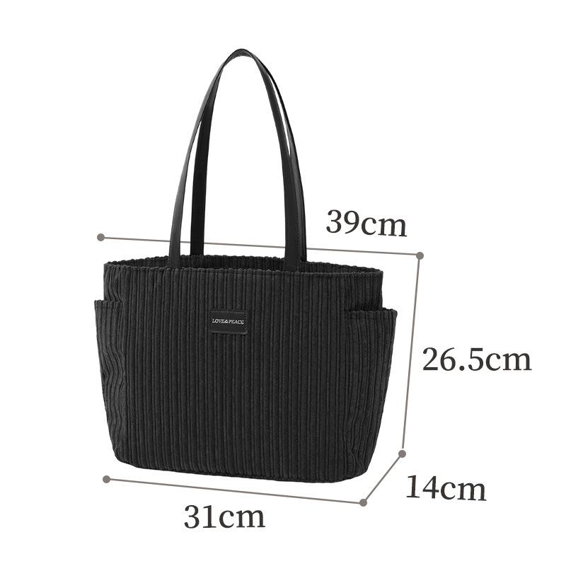 

Women s Corduroy Tote Bag Large Capacity Commuter Shoulder Handbag Casual Solid Color Shopping Bag for Work School & Daily Use чёрный