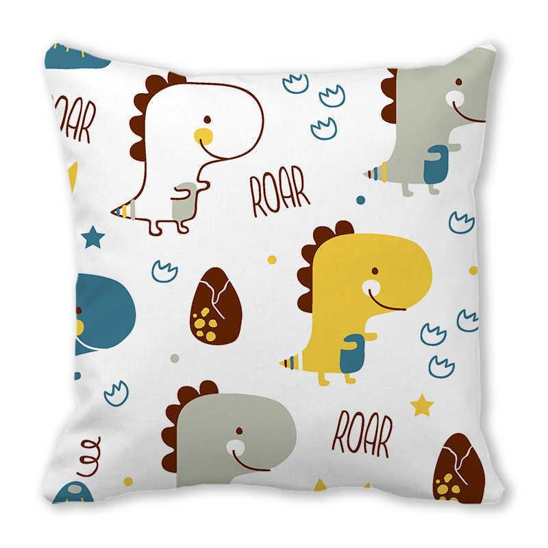 Office Sofa Car Cushion Cover Luxury Home Decoration Pillow Cover Cute Cartoon Little Dinosaur Animal Pattern