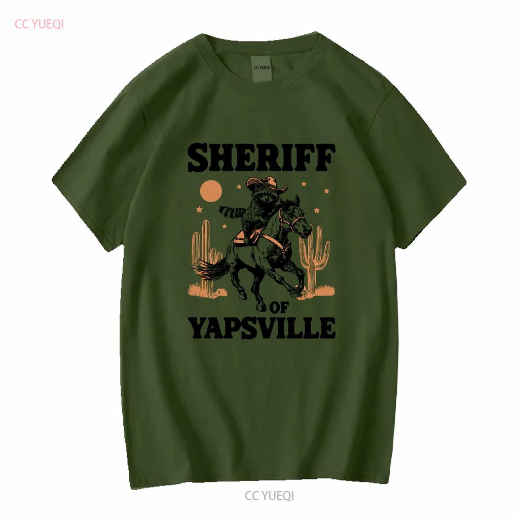 Sheriff Of Yapsville Racoon T Shirt Funny Western Cowboy Trash Panda Retro 90s Weirdcore Meme Cowgirl Clothing vintage Washed