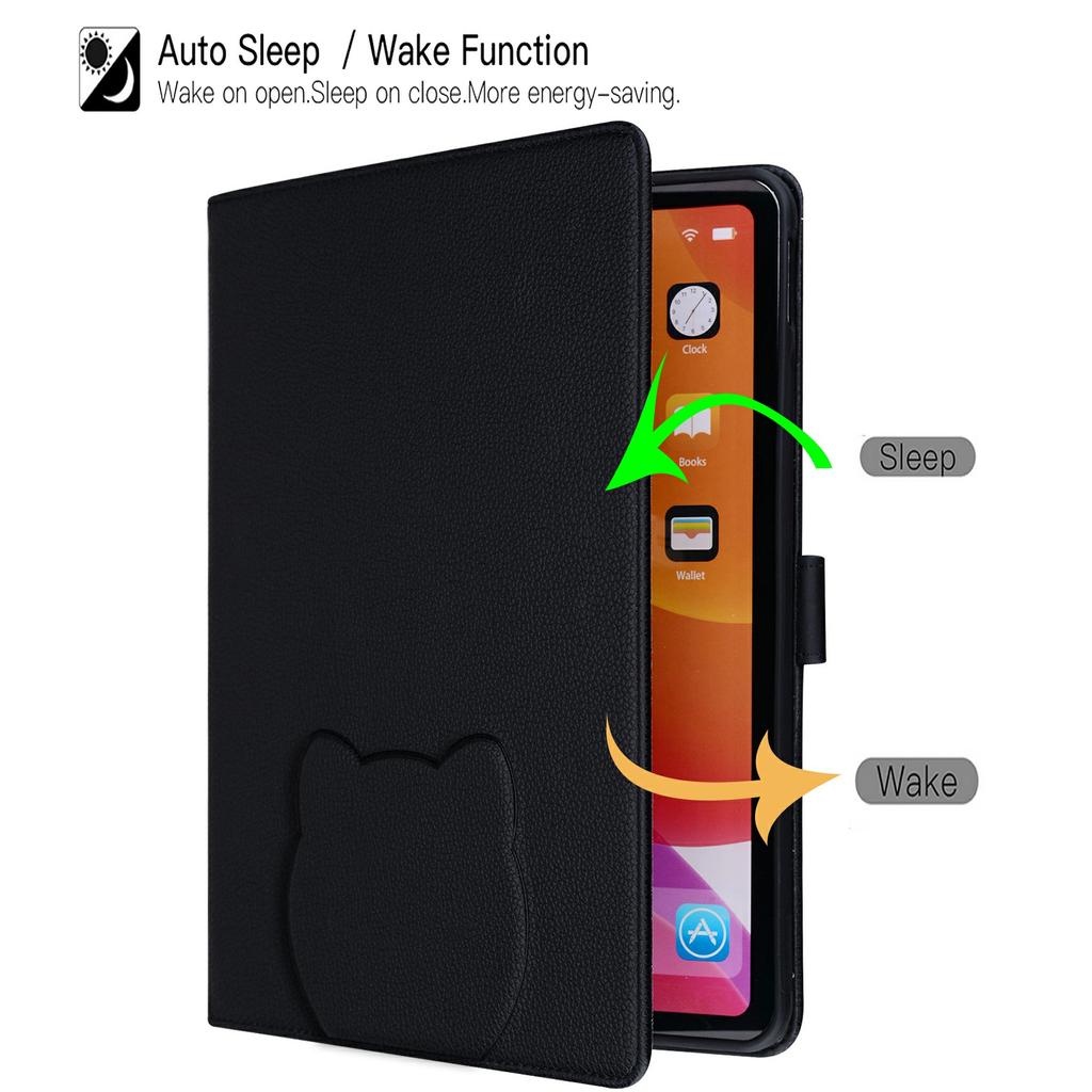 For Samsung Galaxy Tab S11 Wallet Case Leather Stand Table Cover with Stylus Holder, 3D Effect Cat Pattern