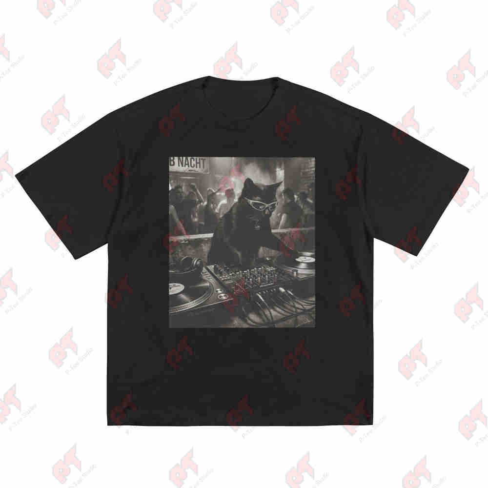 Dj Cat Turntables Nightclub Short Sleeve Tee 100 Cotton Tshirt