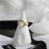 INS Style Oval Roman Arc White Shell Mother-of-Pearl Ring - 18K Gold-Plated Retro Titanium Steel