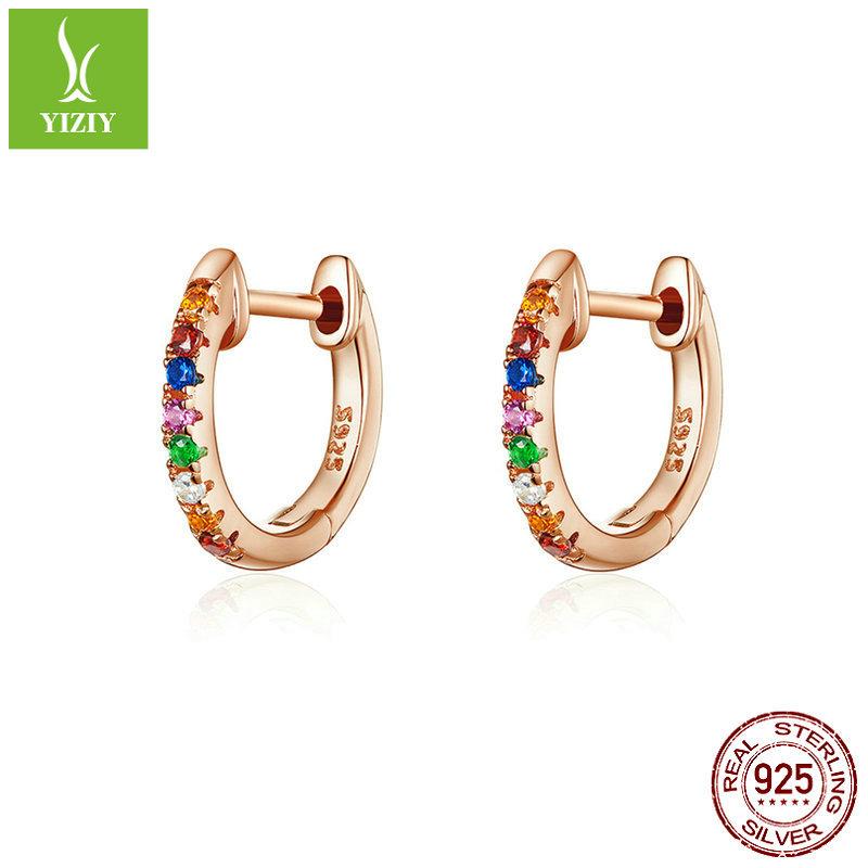 Kleine Kreise 925 Silber Ohrringe Schlichte Mode Vergoldet Echtes Gold Temperament Silber Stecker Sce498