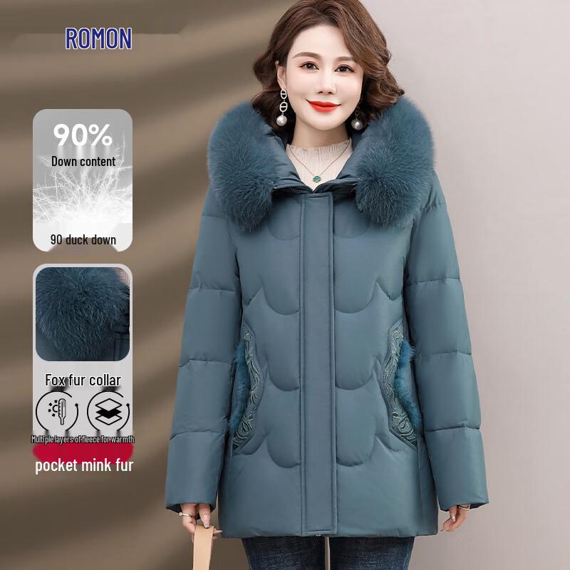 

Romon Women s Winter 90% Duck Down Jacket with Fox Fur Collar 2XL