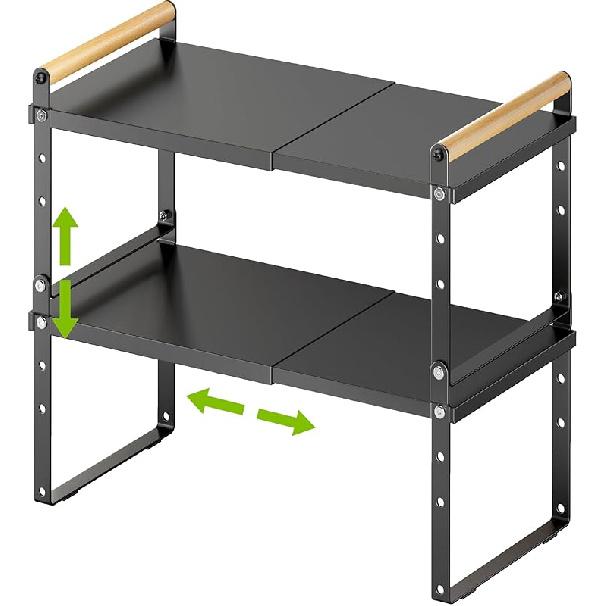 DOLALIKE Expandable kitchen Countertop Organizer, Stackable Cabinet Shelf Organizers, Space Saving Spice Rack Pantry Storage for Bathroom Office