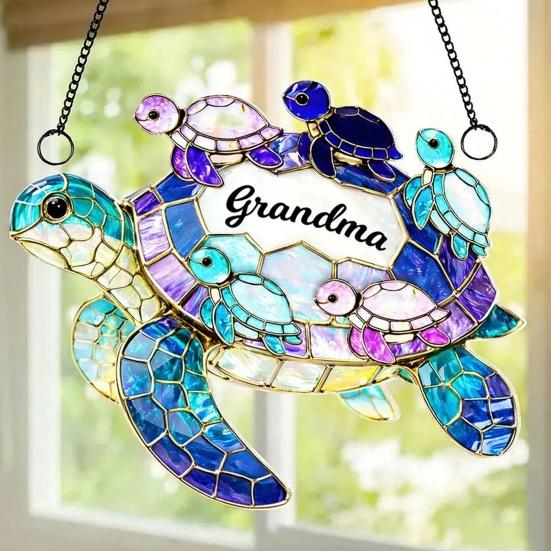 Acryl Meeresschildkröte Sonnenschutz Dekoration Innen Außen Garten Hof Fenster Wandbehang Buntglas Ornament Muttertagsgeschenk