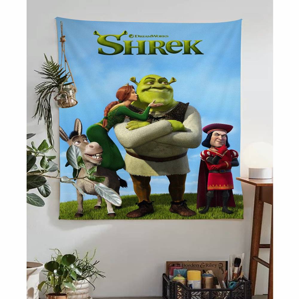 Cartoon Shrek Tapestry Art Printing Japanese Wall Tapestry Anime Wall Hanging Home Decor