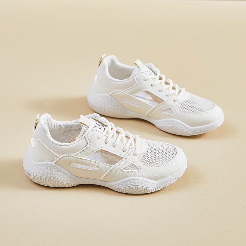 

Женские летние повседневные кроссовки на платформе, прогулочная обувь с дышащей сеткой, легкие кроссовки для женщин, нескользящая теннисная обувь на шнуровке 39 бежевый