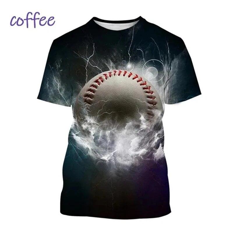 Hot Sale Baseball Pattern Printing Personality 3D T-shirt Sports Softball Unisex Harajuku Quick-drying Short-sleeved T Shirt Top