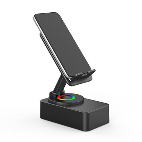 Yousheng Phone Stand Cell Phone Mount with Wireless Bluetooth-Compatible Speaker & LED Base Surround Sound Phone Holder for IPhone Home Outdoor Use