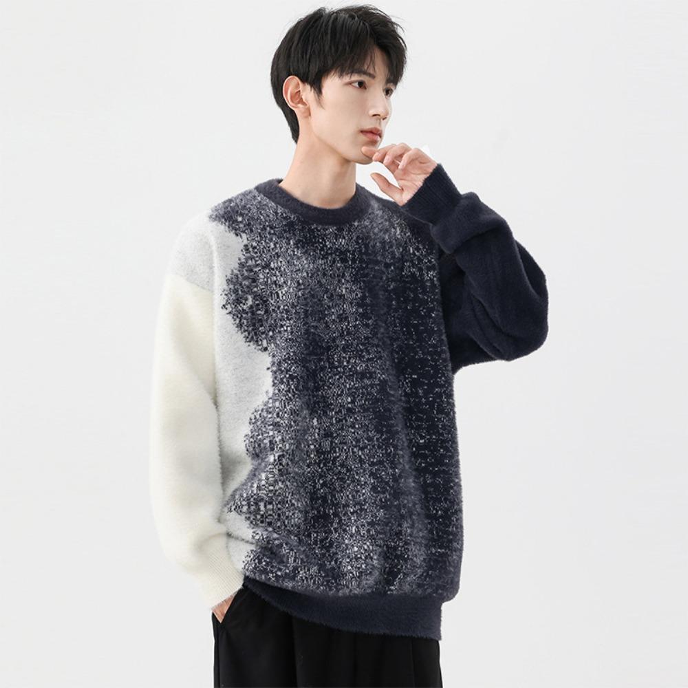 

Couple sweater men s loose imitation mink knitted sweater lazy style high street trendy brand ruffian handsome men s clothing M