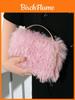Borsa invernale in peluche da donna portatile con nappe e chiusura a lucchetto per uscite serali