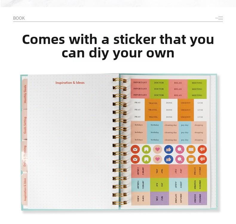 Agenda Mensile A5 2025: Calendario Inglese con Rilegatura a Spirale in Raffinata Scatola Regalo, Logo Personalizzato Disponibile