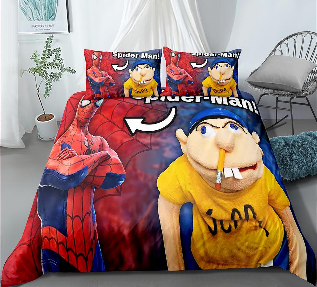 Indecor Cartoon Jeffy 3D Printed Duvet Case Pillowcase Bedding Set Twin Full Queen King Size For Kids Bedroom