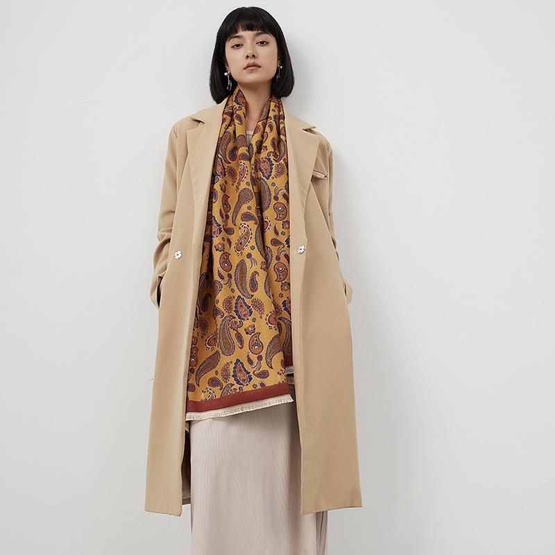 

Этнический стиль жаккардовый узор цветок кешью дорожный шарф женский жаккардовый шарф с бахромой утолщенный очень длинный платок для кондиционера 180*65cm оранжевый