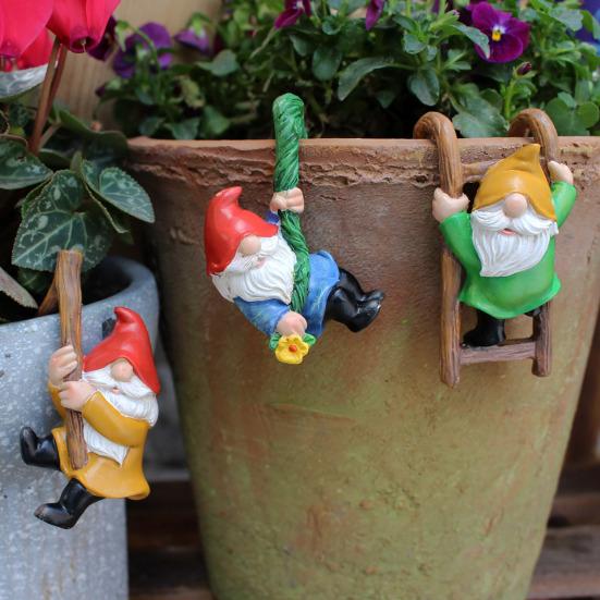 Klimmende Dwerg Beeldjes Hars Hangende Kabouter Beeldjes Bloempot Knuffelaar Kabouters voor Plantenbak Bloempot Tuinhek Decoratie