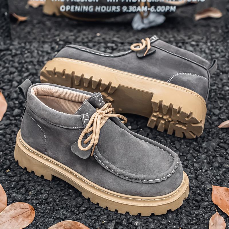 New Handmade Men Casual Cow Suede Leather Shoes Autumn Winter Japanese Tooling Ankle Boots Business Desert Boots