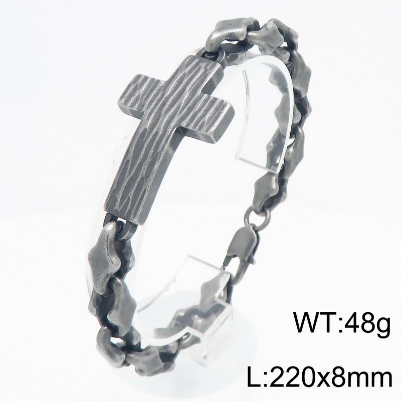 Vintage Cross Bracelet for Man 8MM Wide Waterproof Stainless Steel Chain Bracelets Gifts for Husband Boyfriend Pulsera De Acero