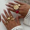Diezi S/Set Vintage Exaggerated Acrylic Metal Rings For Women Men Gift Punk Hip Hop Irregular Round Knuckle Joint Ring Set