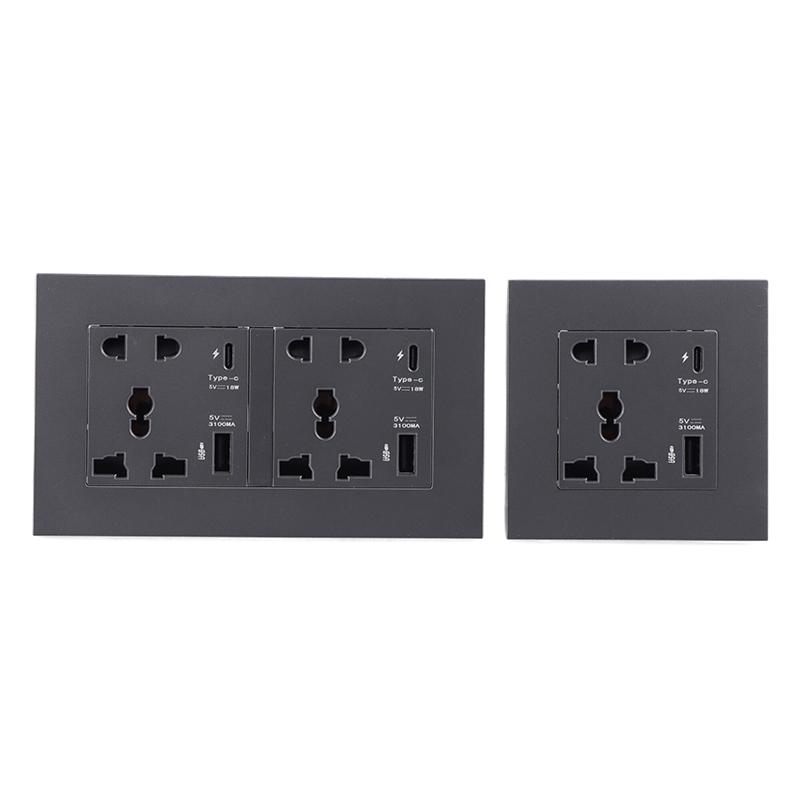 Type C Port Socket Power 4000Ma Usb Outlet Household Embedded Wall Power Usb Outlet Modern Electrical Wall Panel For Home Office