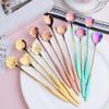4Pcs/Set Mixing Spoons Small Flower Teaspoon Stainless Steel Coffee Spoon Cute Ice Cream Dessert Spoon Kitchen Accessories