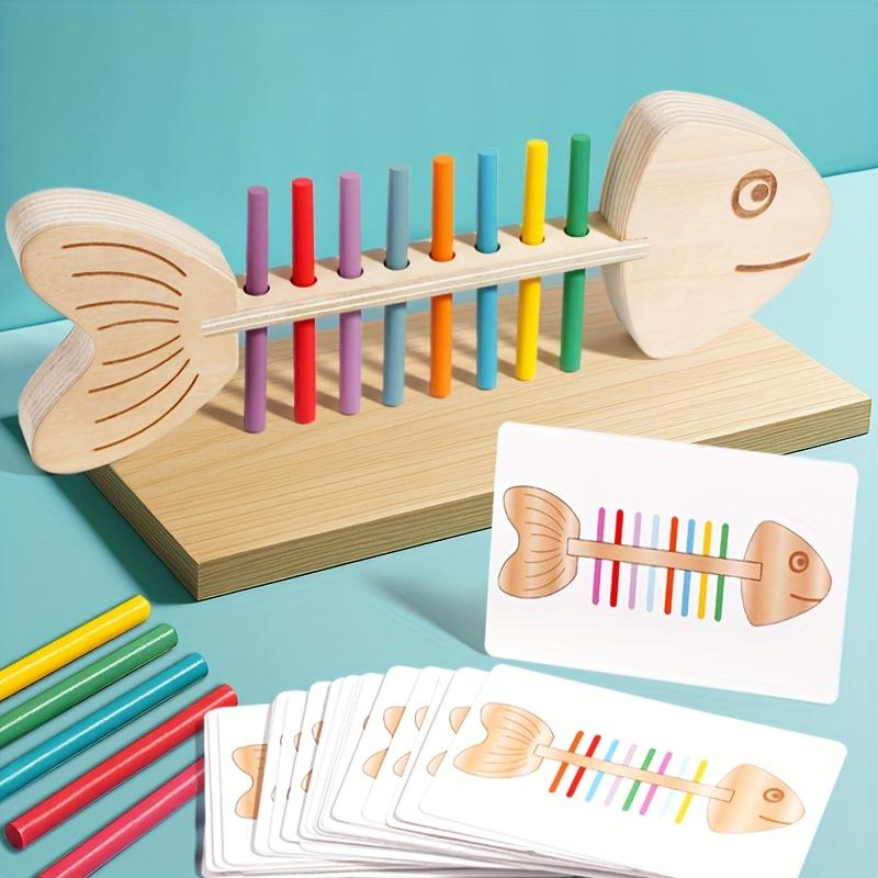 Wooden fish sorting toys wooden educational toys fish puzzle games exercise color cognition