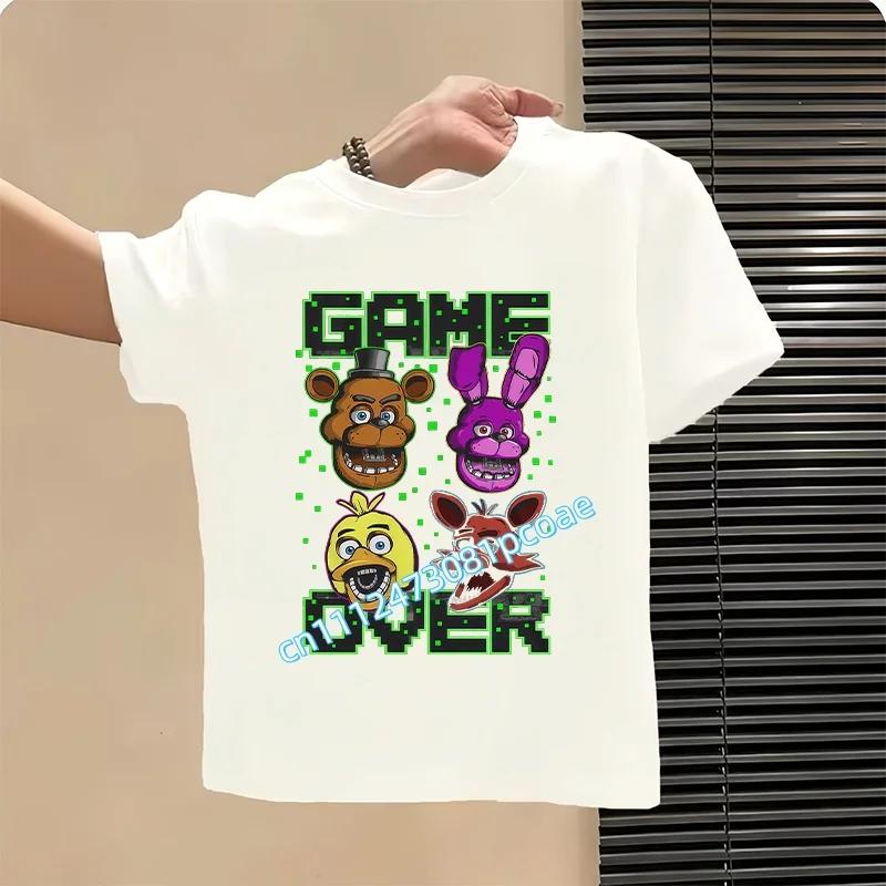 2026 T-shirt per Bambini Five Nights At Freddys Cartone Animato T-shirt Grafica FNAF Top Sportivi Casual per Bambini Maniche Corte Abbigliamento per Bambini