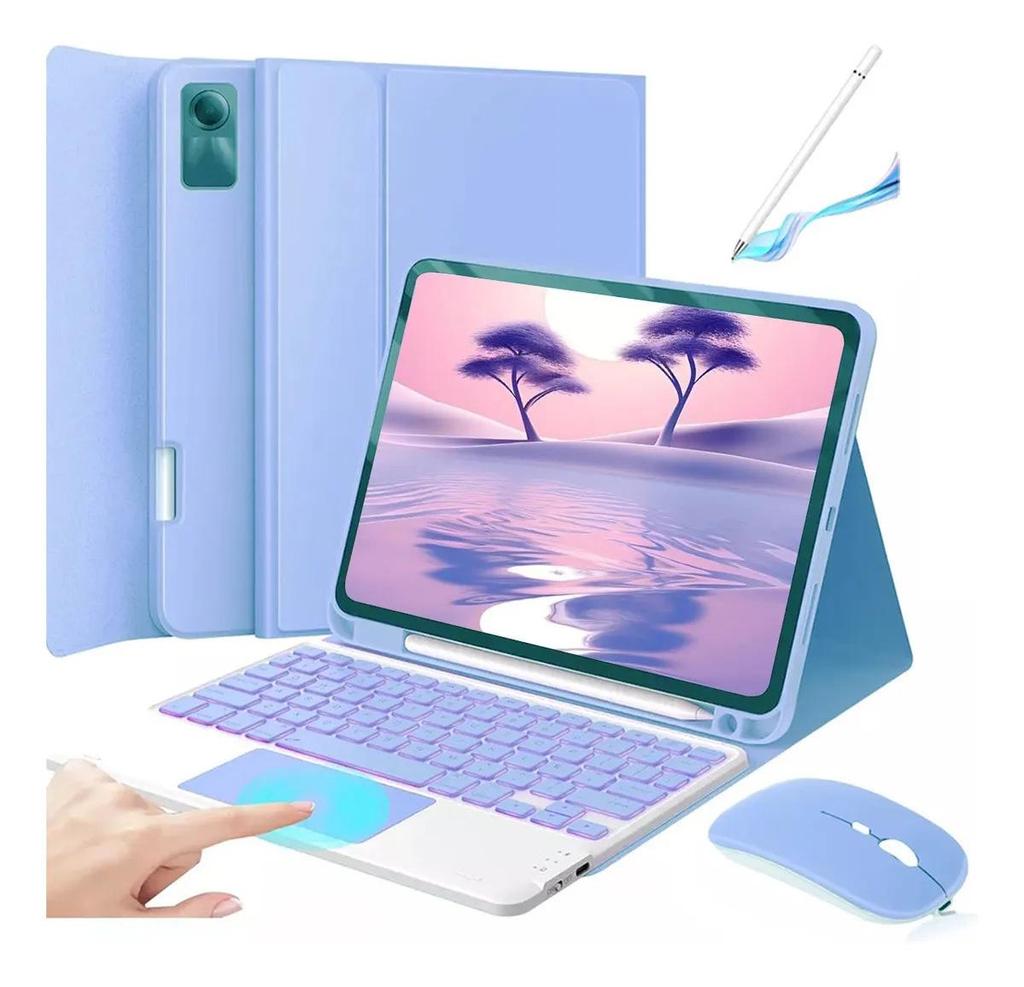 Redmi Pad SE 11-Zoll Touch-Tastatur mit Hintergrundbeleuchtung & Bluetooth & Leder-Schutzhülle mit Stifthalter (Kompatibilität: 2025 Redmi Pad 2)