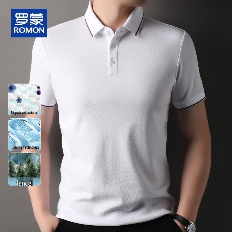 ROMON Men's Cooling Mercerized Cotton Polo Shirt
