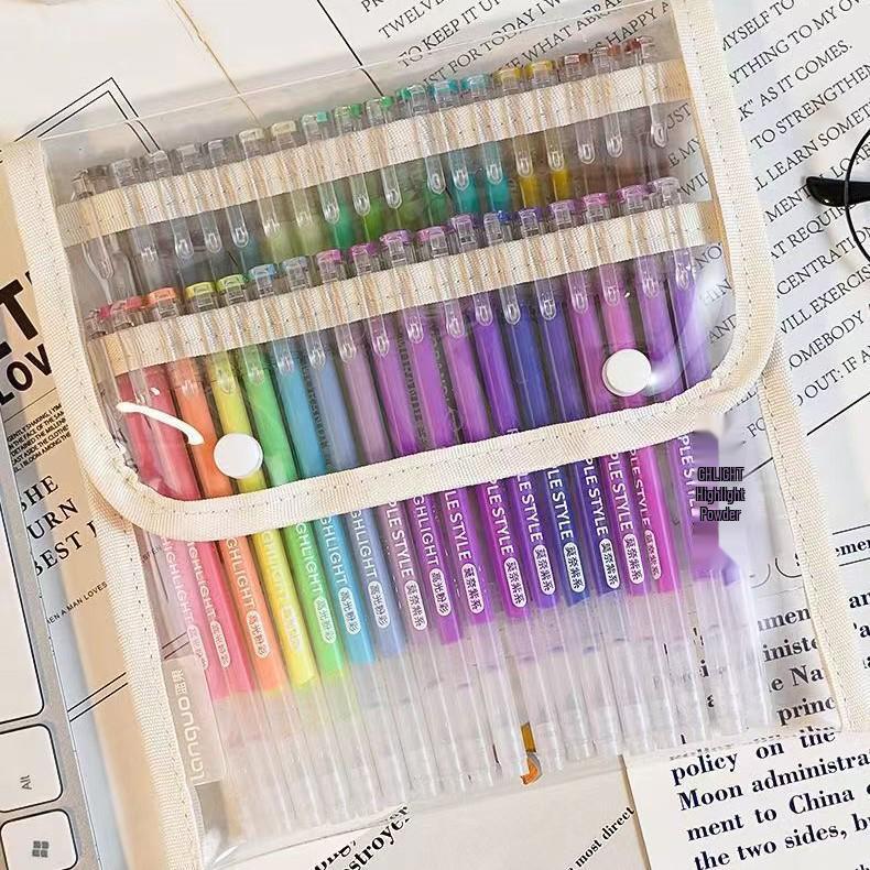 Синяя фруктовая большая пенал-косметичка - Прозрачная японского стиля с значком и рисунком