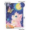 Full Drill Diamond Painting Kit Cute Pink Kitten Butterfly Moon Night Sky DIY Rhinestone Art Canvas Creative Craft for Adults Beginners