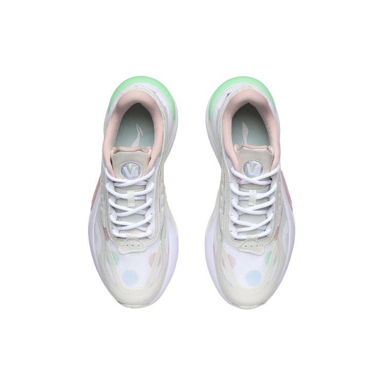 Li Ning V8 Cushioning Low Top Running Shoes Women's Pearl White ARHR056-5