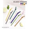 8 Pack EMPO Glass Straws Colored - 8" X 8mm Perfect Reusable Straw - Smoothies, Tea, Juice, Water, Essential Oils Gift with 2 Cleaning Brush