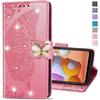 Case for iPhone 16, iPhone 16 Case Glitter with Card Slots Flip Wallet Case for Women Diamond Butterfly Shockproof Protective Case for iPhone 16 6.1