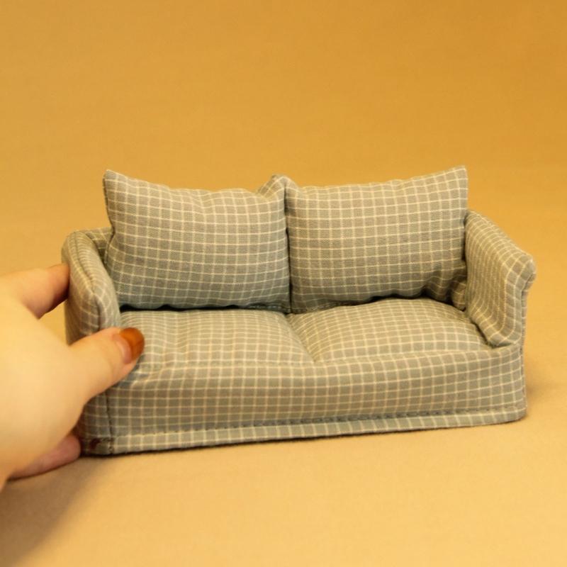 Smooth cotton Tiny Sofa Model For 1 12 Model house Displays Detachable For Realistic Home Trim