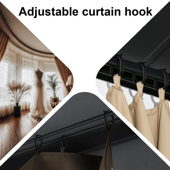 50/100Pcs Plastic Gazebo Curtain Hook, Heavy Duty Mosquito Netting Hook, Black Curtain Track Hooks for Outdoor Hotel, Gazebo