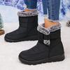 Retro Waterproof Fabric Snow Boots Women 2025 Winter Warm Short Plush Ankle Booties Casual Non Slip Hiking Sneakers Size 43