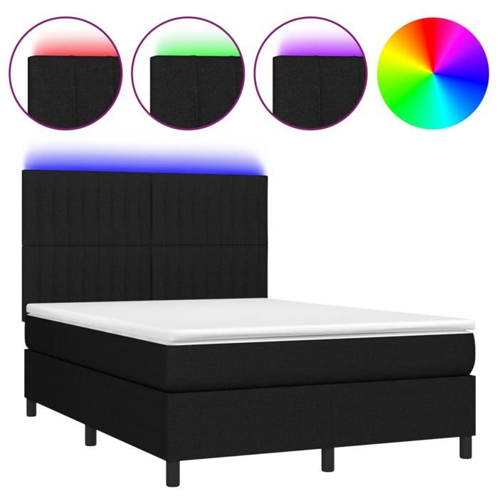 VidaXL Slat Bed Base with Mattress and LED, Upholstered Bed, Double Bed, Adult Bed for Interior Bedroom, 3135039