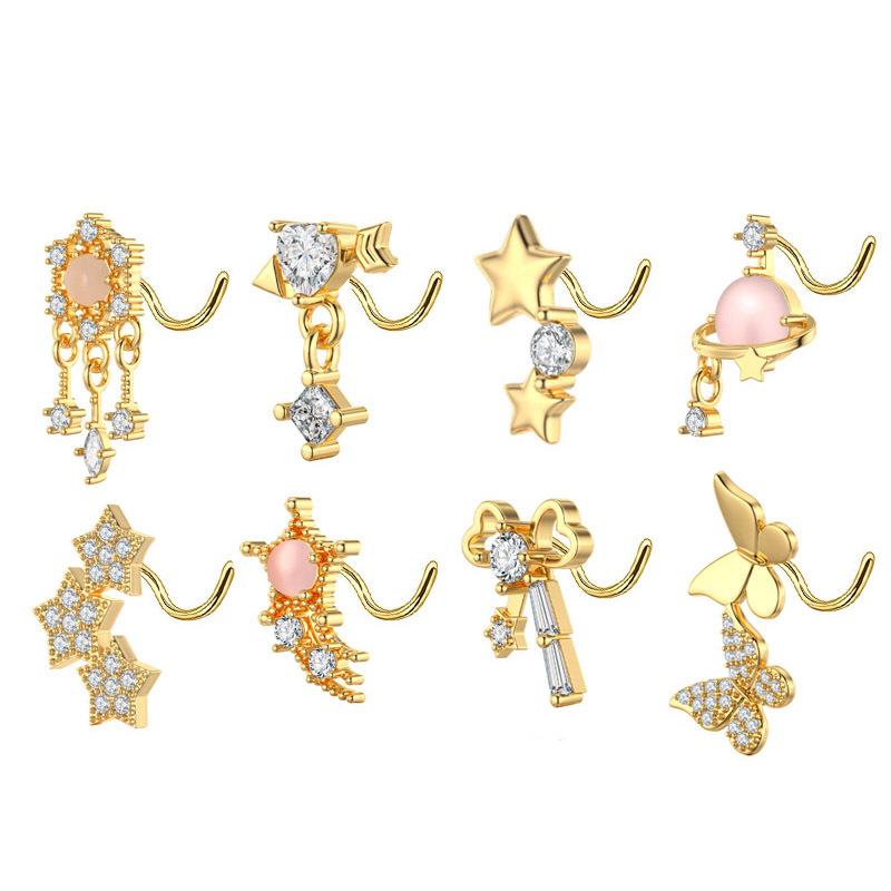 1 pièces nouveauté Micro-ensemble Zircon nez clou pendentif oreille os boucles d'oreilles