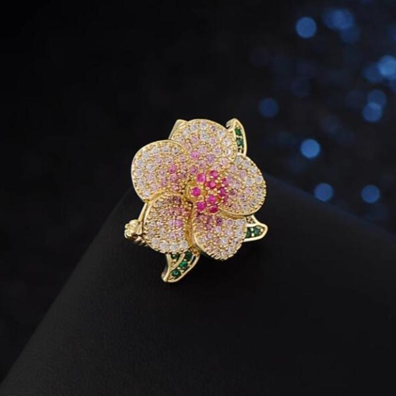 Temperament Flower Brooches for Women Blooming Peonies Corsage Trendy Elegant Rhinestones Brooch Pins Clothes Jewelry Gift