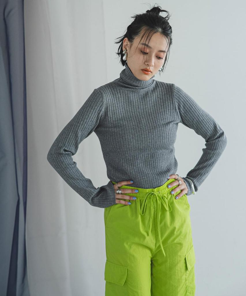 Yumetenbo Long Sleeve Colorful Rib Turtleneck Knit Top for Women In Their 30s, 40s, and 50s. Long Sleeves, Fall, Spring, and Winter.