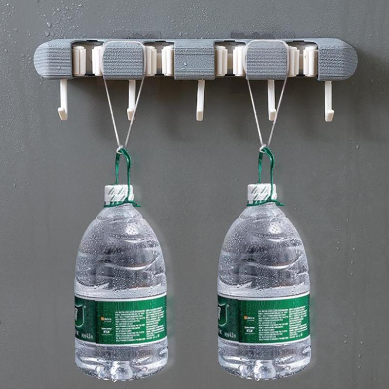 Suporte de esfregão de parede Suporte de vassoura multifuncional Prateleira de armazenamento de cozinha em casa Banheiro Tubo de sucção pendurado Ganchos sem rastros