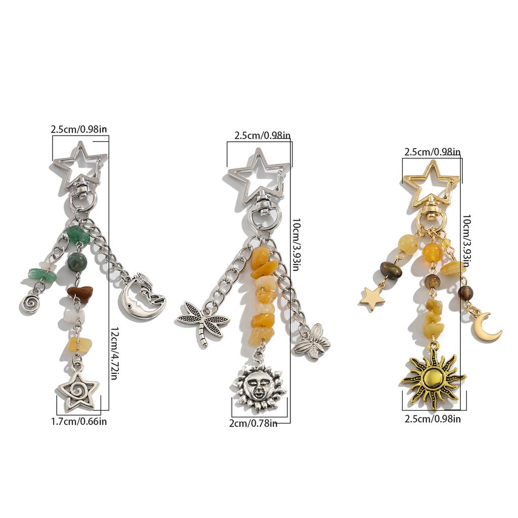 Słodki Geometryczny Brelok Wisiorek Gwiazda Księżyc dla Kobiet Dziewcząt Kolorowe Koraliki Zawieszka do Torby Biżuteria Modny Dodatek