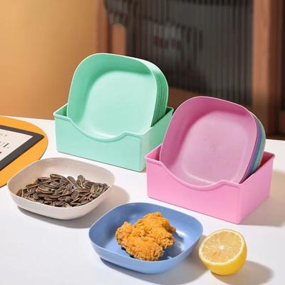 10Pcs Bone Spitting Plate with Stand Plastic Snack Tray for Candy