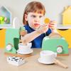 Wooden Kitchen Pretend Play Set Montessori Simulation Plates Dishes Accessories Playset Toy for Toddlers Gifts Ages 3+