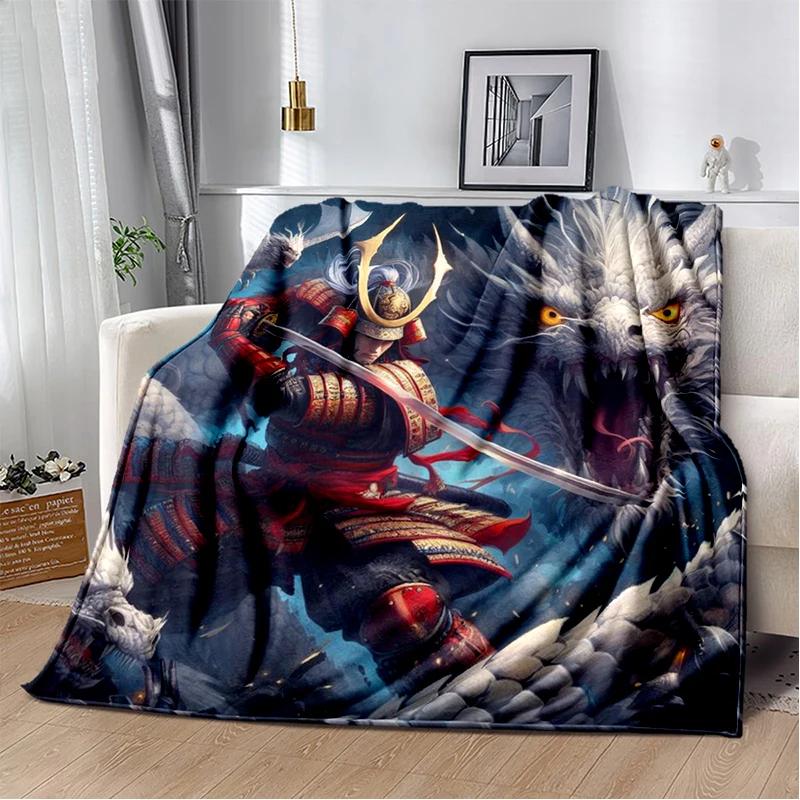 3D Japanischer Samurai Bushido Katana Cartoon Spiel Decke, Weiche Kuscheldecke für Zuhause Schlafzimmer Bett Sofa Reise Picknick Abdeckung Kinder