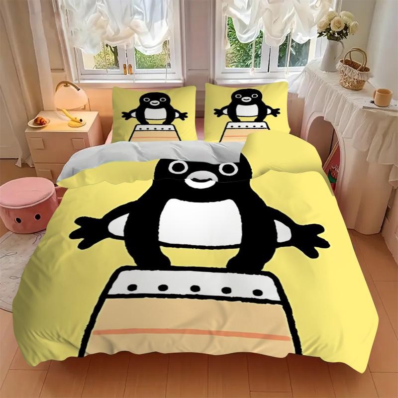 Cute Cartoon Penguin Print 3Pcs Bedding Set,Duvet Cover with 2 Bedro,Pillowcase Home Birthday Gift