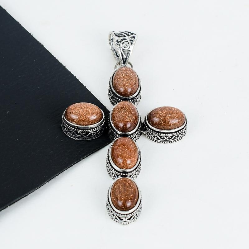 Natural Red Sunstone Gemstone Pendant 925 Sterling Silver- Handmade Cross Design, Everyday Wear Jewelry, Unique Red Sunstone Pendant Gifts