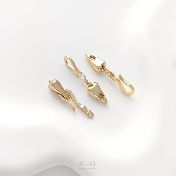 14K Gold Filled Peach Heart Fishhook Clasp for Bracelets & Necklaces - Color Preserving OT Closure, DIY Jewelry Connector.