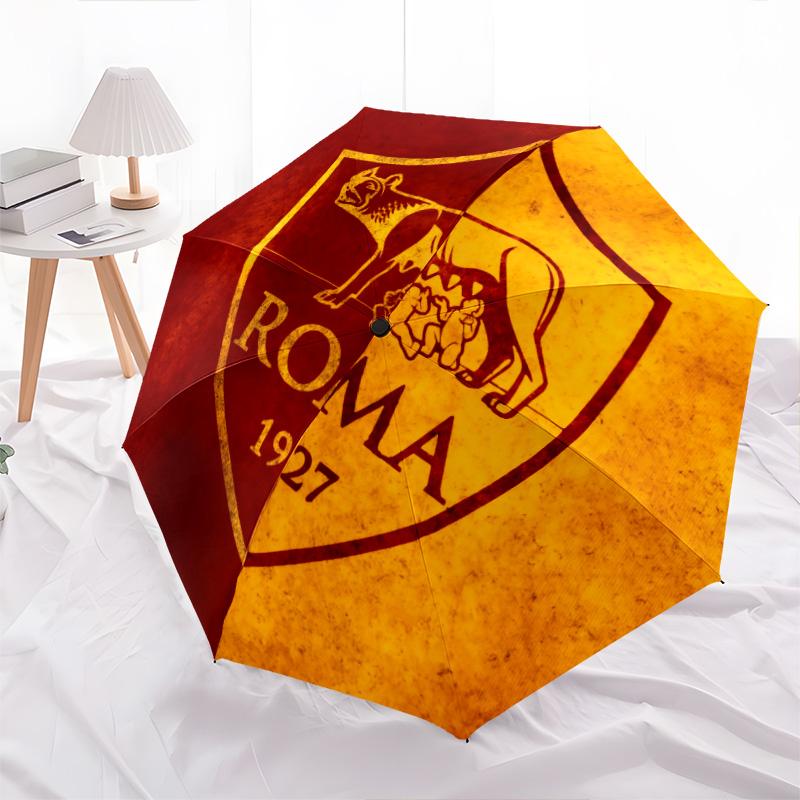 AS Roma  Pattern, Automatic Folding Umbrella, Portable and Foldable Design, 8 Ribs, a Christmas or Birthday Gift.